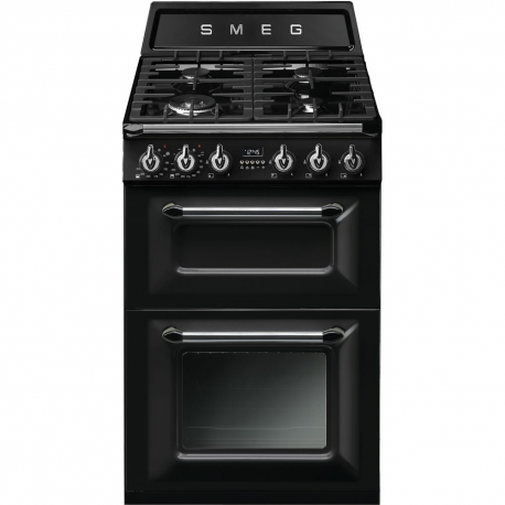 Cocina a gas  SMEG TR62BL, 4 zonas, Negro, Zona Gigante