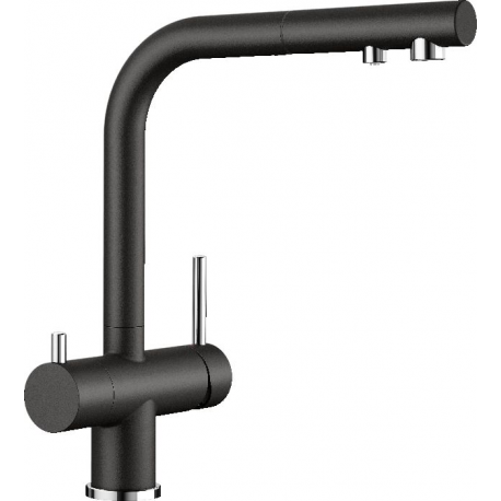 Grifo de cocina BLANCO FONTAS-S II BLACK 526158, Negro, extraibleSobre encimera