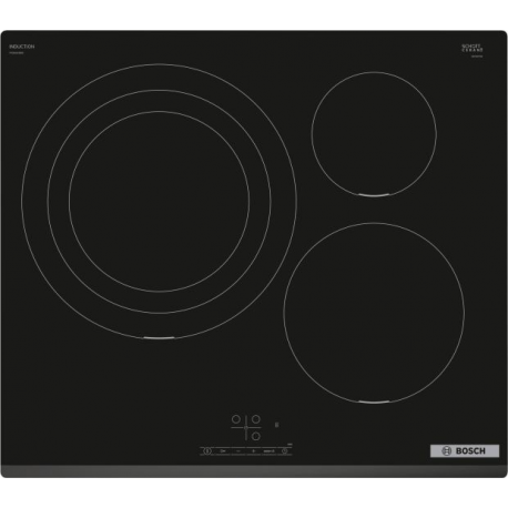 Encimera inducción BOSCH PID631BB5E, 3 zonas, Negro, acabado biselado, Zona Gigante