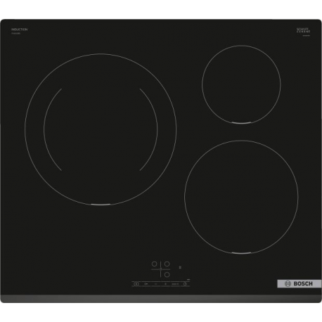 Encimera inducción BOSCH PIJ631BB5E, 3 zonas, Negro, acabado biselado