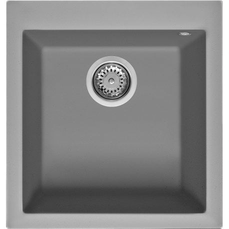 Fregadero sobre encimera SMEG VZ45CT. Una cubeta, Silver, acabado sintético. Para mueble de 50 cm