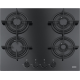 Encimera a gas FRANKE PLACA GAS CRYSTAL FHCR 604 HE BK C. 106.0374.280. 4 zonas, Negro,.