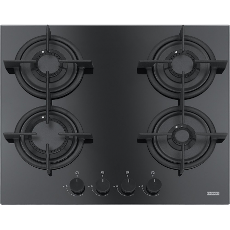 Encimera a gas FRANKE PLACA GAS CRYSTAL FHCR 604 HE BK C. 106.0374.280. 4 zonas, Negro,.