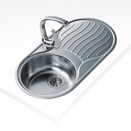 Fregadero  sobre encimera TEKA DR-80 1C 1E D Ø. 11110005, Una cubeta, con escurridor, Inoxidable, acabado acero, 45 cm
