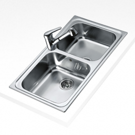 Fregadero  sobre encimera TEKA CLASSIC 2C 86 3œ C/S/REB SF. 10119021, Dos cubetas, Inoxidable, acabado acero, 90 cm