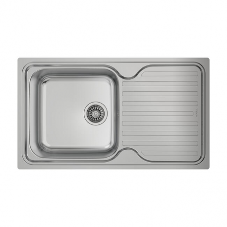 Fregadero  sobre encimera TEKA CLASSIC 1C 1E REV 3œ C/REB SF U/D. 10119013, Una cubeta, con escurridor, Inoxidable, acabado ac