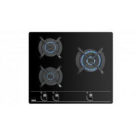 Encimera a gas TEKA CRISTAL GBC 63010 KBB BUT. 112580001, 3 zonas, Negro, Zona grande gas