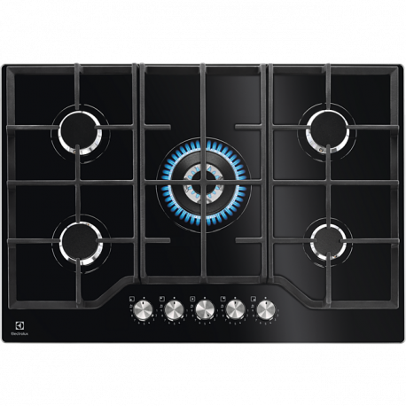 Encimera a gas ELECTROLUX KGG75362K, 5 zonas, Negro,  Zona Gigante gas