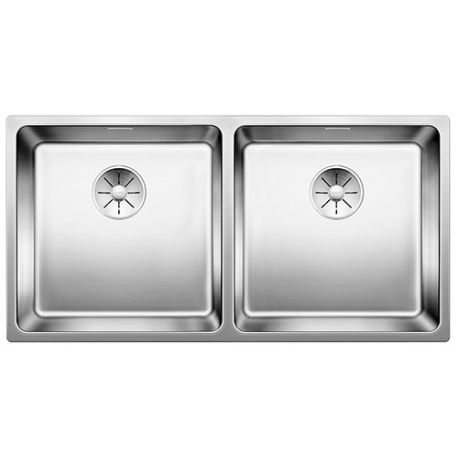 Fregadero bajo encimera BLANCO 522987 ANDANO 400/400-U SIN VALV. AUTO., Dos cubetas, Inoxidable, acabado acero