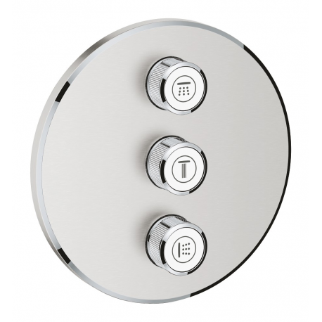 Grifo de ducha  GROHE 29122DC0 Inversor 3 llaves de paso Smartcontrol redondo supersteel, Cromo Mural a pared