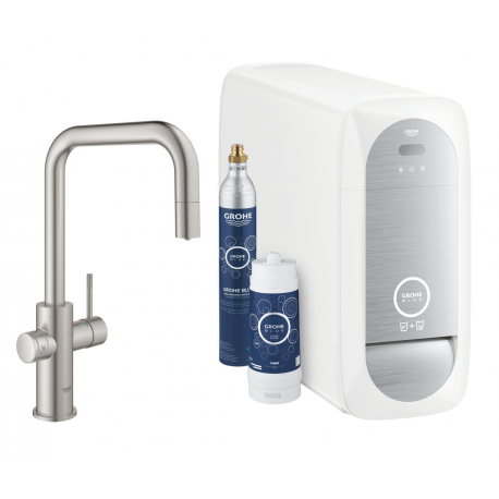 Grifo de cocina  GROHE 31543DC0 GROHE Blue Home Pull out U, Cromo, extraible  Sobre encimera