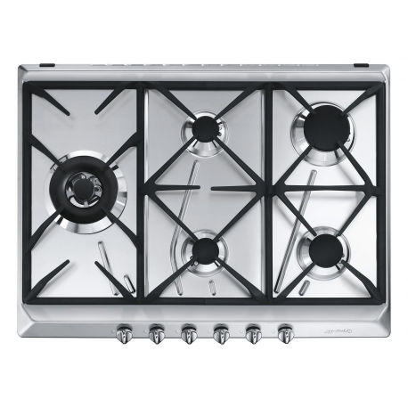 Encimera a gas SMEG SRV575GH5, 4 zonas, Inoxidable, Zona Gigante