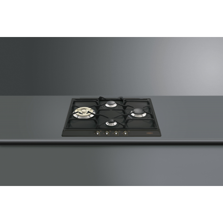 Encimera a gas SMEG kitchen SR764AO, 4 zonas, Antracita, Zona Gigante