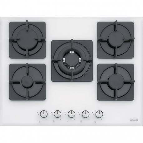 Encimera a gas FRANKE FHNS 705 4G TC WH C, 5 zonas, Blanco, acabado biselado