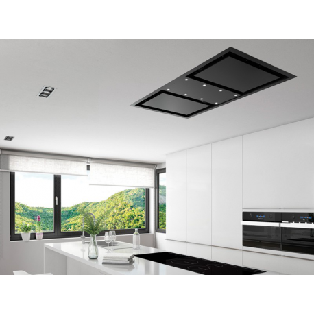 Campana de techo  PANDO  E-250/130 NE V.1130 ECO PLUS , 90 cm, Negro, Clase A