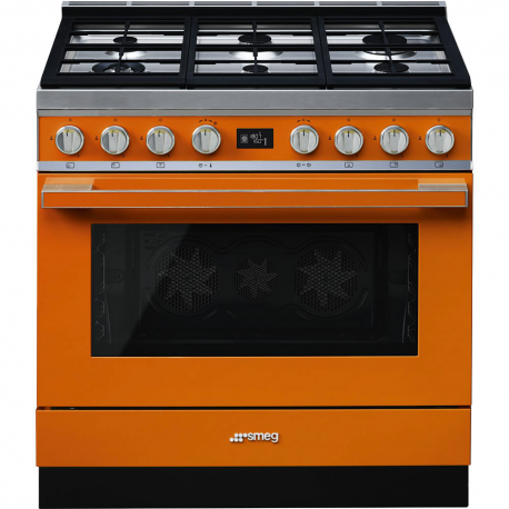 Cocina con horno eléctrico SMEG CPF9GPOR, Más de 4 zonas, Naranja Clase A+