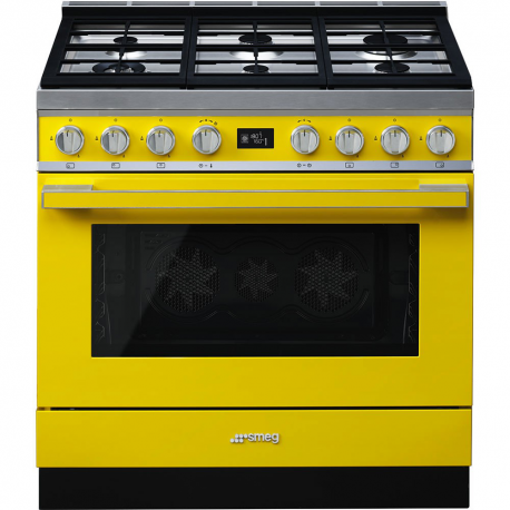 Cocina con horno eléctrico SMEG CPF9GPYW, Más de 4 zonas, Amarillo Clase A+