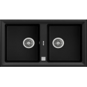 Fregadero sobre encimera TEKA TEGRANITE STONE 90 B-TG 2C V.AUTO NEGRO. 115260008, Dos cubetas, Negro, acabado sintético