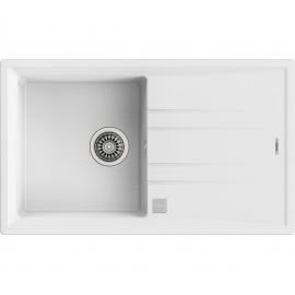 Fregadero sobre encimera TEKA STONE 50 B-TG 1C 1E V.AUTO BLANCO. 115330026. (sustituye a UNIVERSO 45 GT 1C 1E BLANCO)