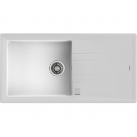 Fregadero sobre encimera TEKA STONE 60 L-TG 1C 1E V.AUTO BLANCO. 115330012. (sustituye a UNIVERSO 60 GT 1½C 1E BLANCO)