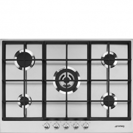 Encimera a gas SMEG PX175, 5 zonas, Inoxidable, acabado marco metalico Zona Gigante
