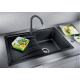 Fregadero sobre encimera BLANCO SONA 45 S BLACK 525970, Una cubeta, con escurridor, Negro, acabado sintético