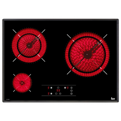 Encimera  vitrocerámica  TEKA TR 5300, 3 zonas, Negro, acabado biselado,